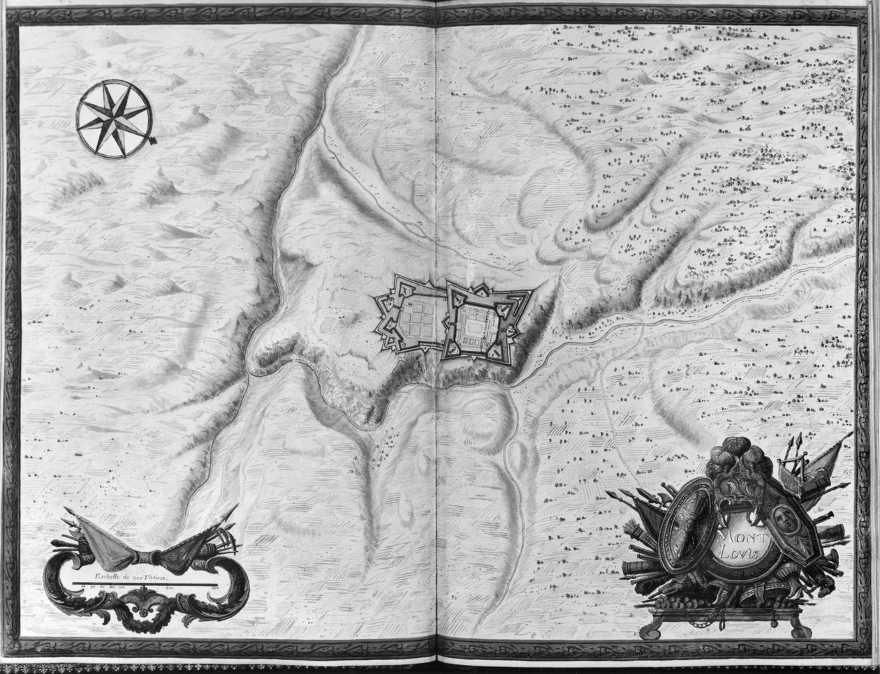 Ms. 986 Atlas 1081モンルイの町、城塞、周辺の計画と地図、1665 作： セバスチャンルプレストレドゥヴォーバン