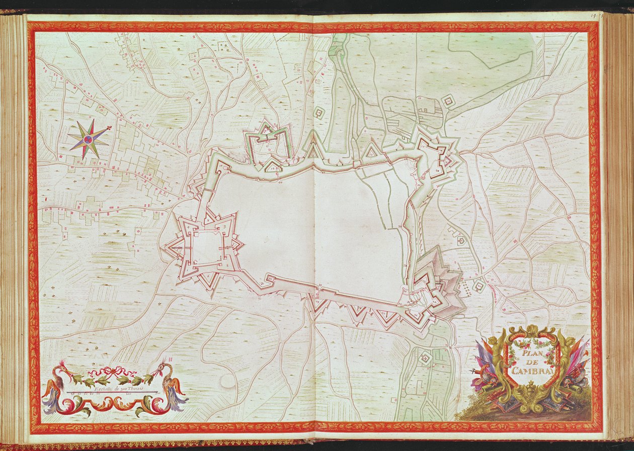 Ms. 986、Vol.1 Plan and Map of Cambrai、from the &39;Atlas Louis XIV&39;、1683-88 作： セバスチャンルプレストレドゥヴォーバン