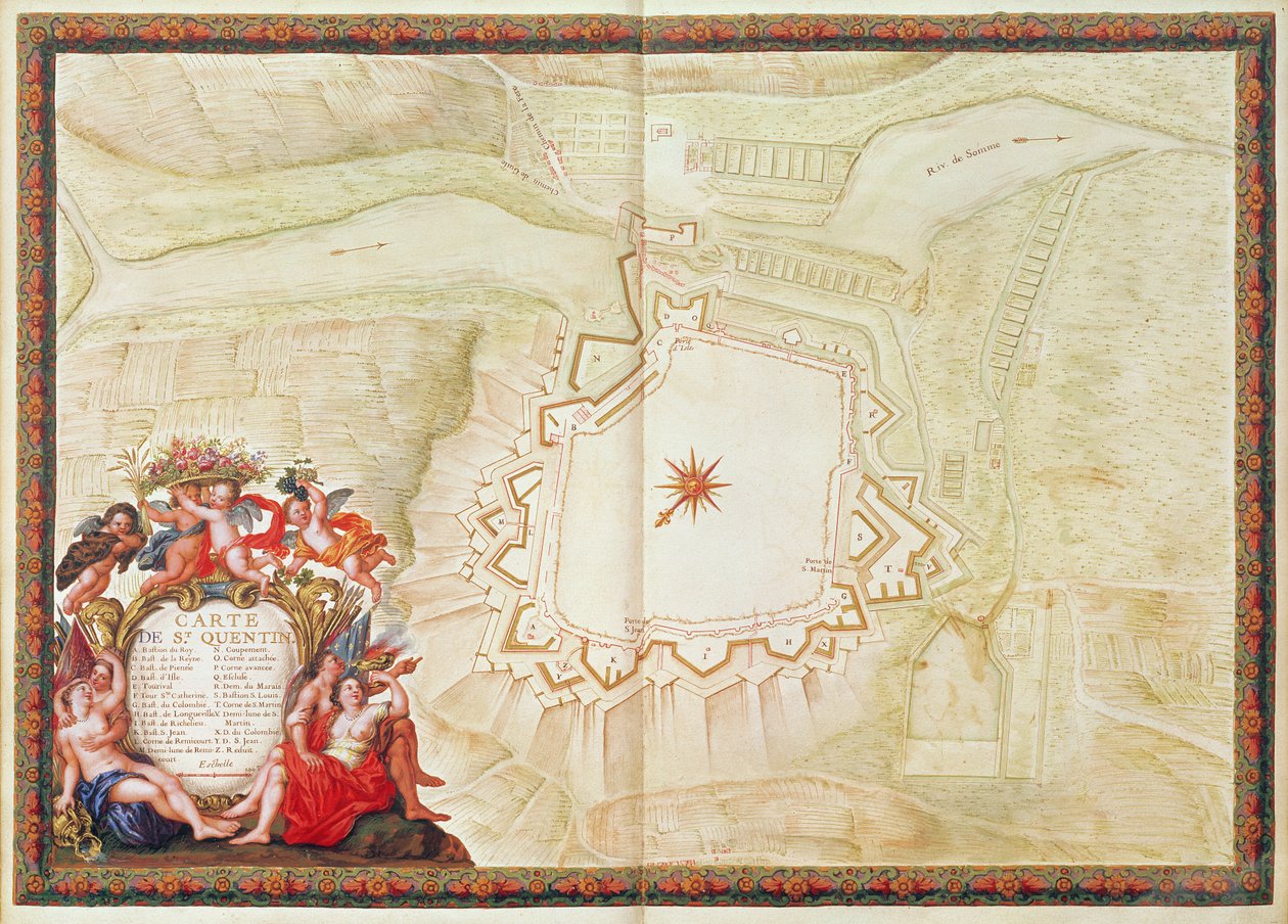 Ms. 988、Vol.3 fol.10「アトラスルイ14世」からのサンカンタンの地図、1683-88年 作： セバスチャンルプレストレドゥヴォーバン