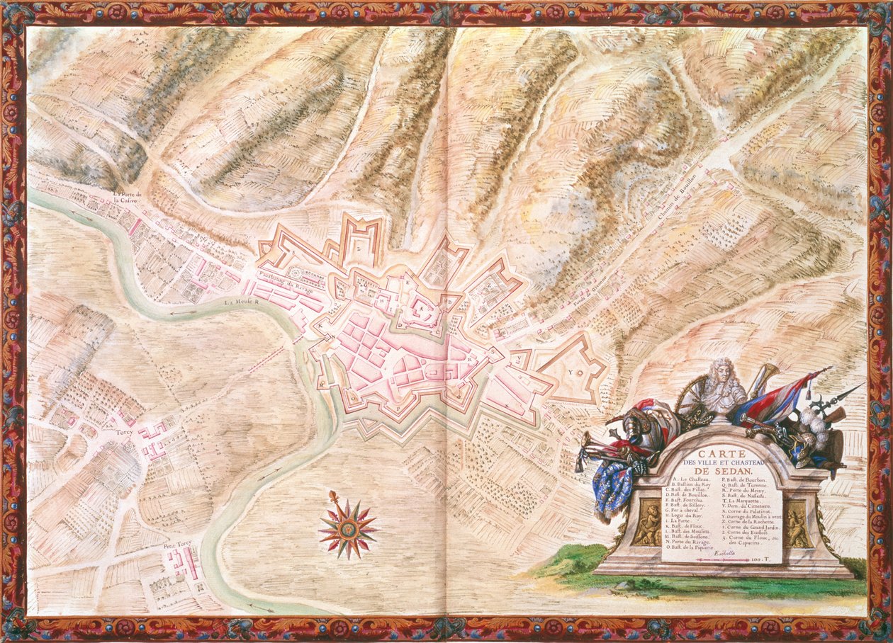 Ms. 988、Vol.3 fol.16アトラスルイ14世のセダンの町と城の計画と地図、1683-88年 作： セバスチャンルプレストレドゥヴォーバン