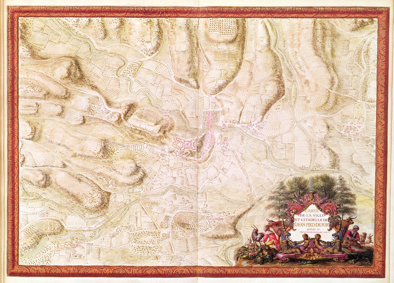 Ms 988 tome 3 fol.49「アトラスルイ14世」からのサンジャンピエドポールの計画と地図、1683-88年 作： セバスチャンルプレストレドゥヴォーバン
