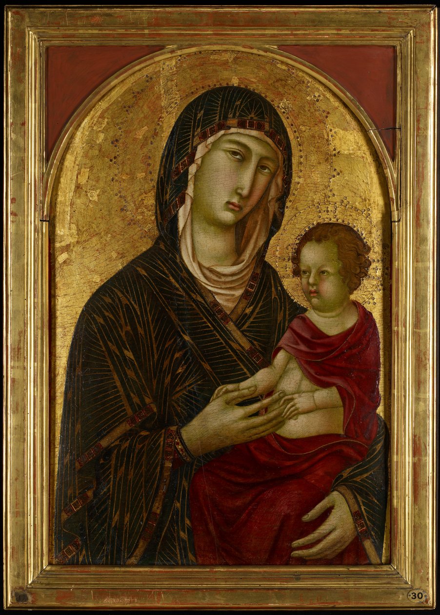 マドンナと子供、1310年頃（ポプラのパネルのテンペラと金の地面） 作： セニャディボナベンチュラ