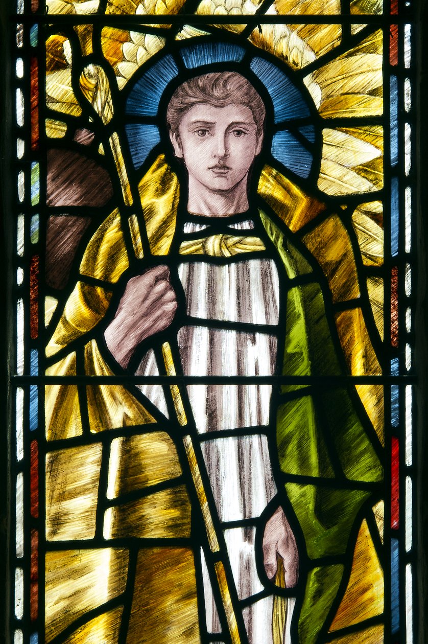 Mortehoe、St Mary、Heaton Butler＆Bayne、Selwyn Image、Archangel St Raphael detail、c.1890 作： セルウィン画像セルウィン画像