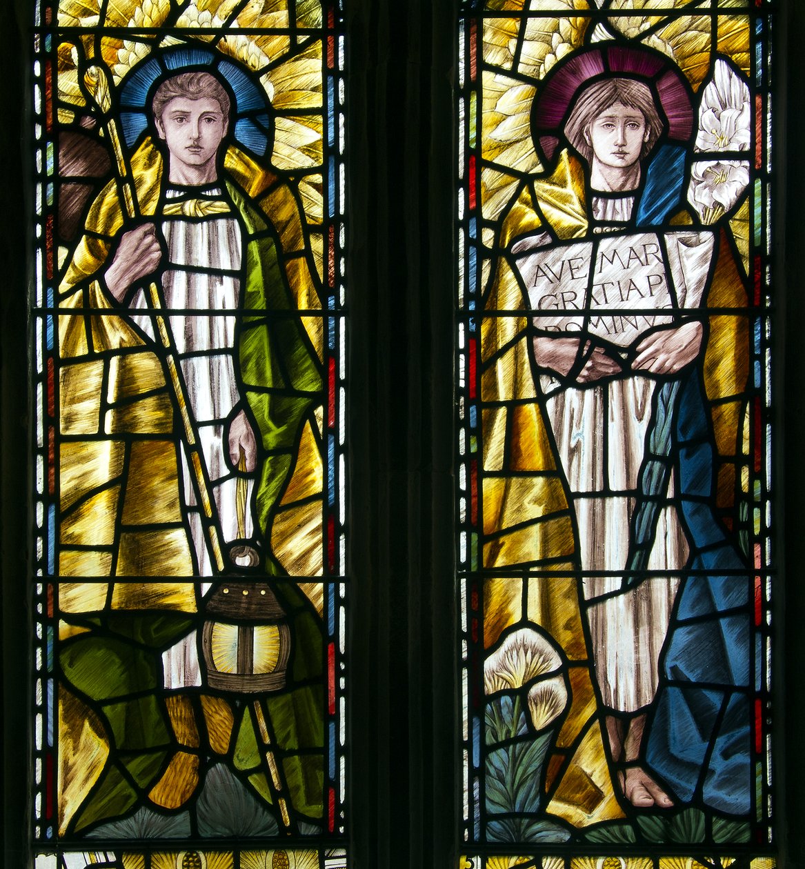 Mortehoe、St Mary、Heaton Butler＆Bayne、Selwyn Image、Archangels St Raphael＆St Gabriel、c.1890 作： セルウィン画像セルウィン画像