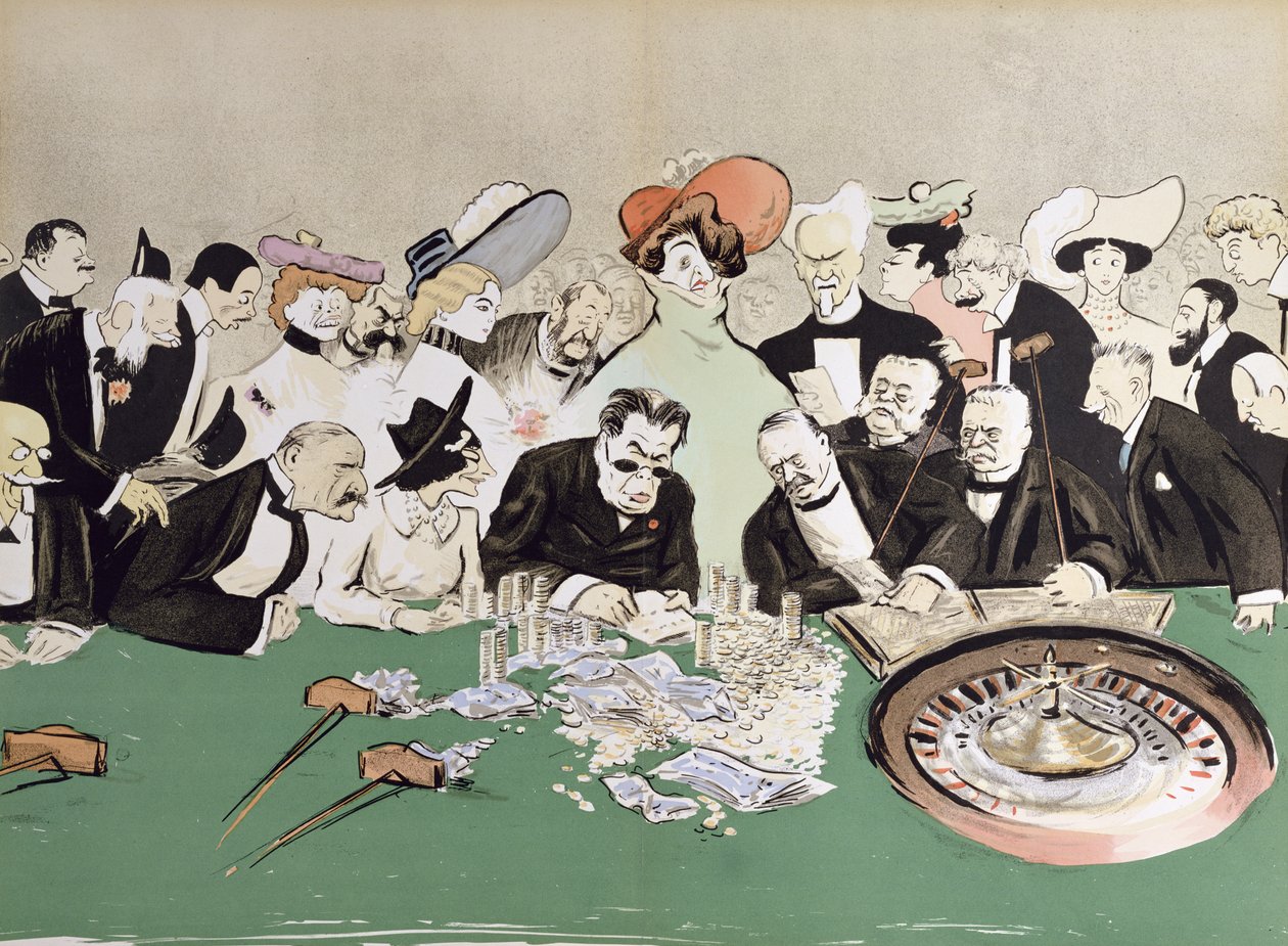 モンテカルロのカジノのギャンブラー。 1910年頃 作： セム