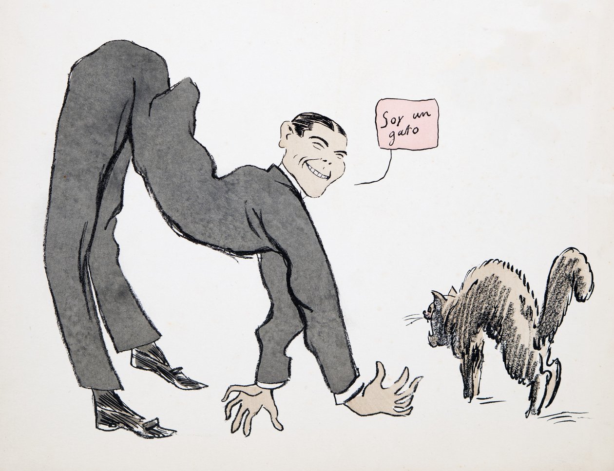 パブ、ホワイトボトムスの猫です。 1927（カラーブロックプリント） 作： セム