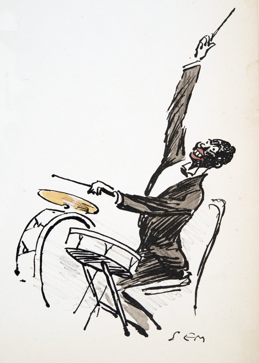 ドラマー、白いボトムス、パブから。 1927（カラーブロックプリント） 作： セム