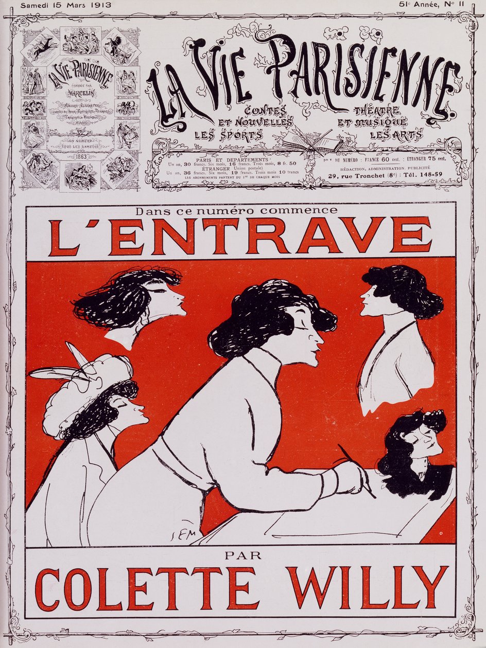 コレット・ウィリー（Sidonie-Gabrielle Colette（1873-1954）のペンネーム）の風刺画です。 作： セム