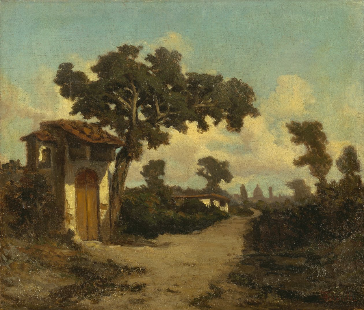Firenzen ympäristössä, kirjoittanut Serafino De Tivoli (1825-1892), öljy kankaalle, 31x37 cm 作： セラフィーノデチボリ