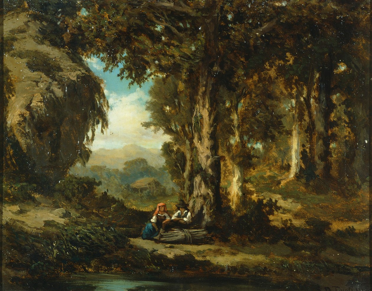 Serafino De Tivoli（1826-1892）作、キャンバスに油彩、30x38 cm、バルビゾン派 作： セラフィーノデチボリ