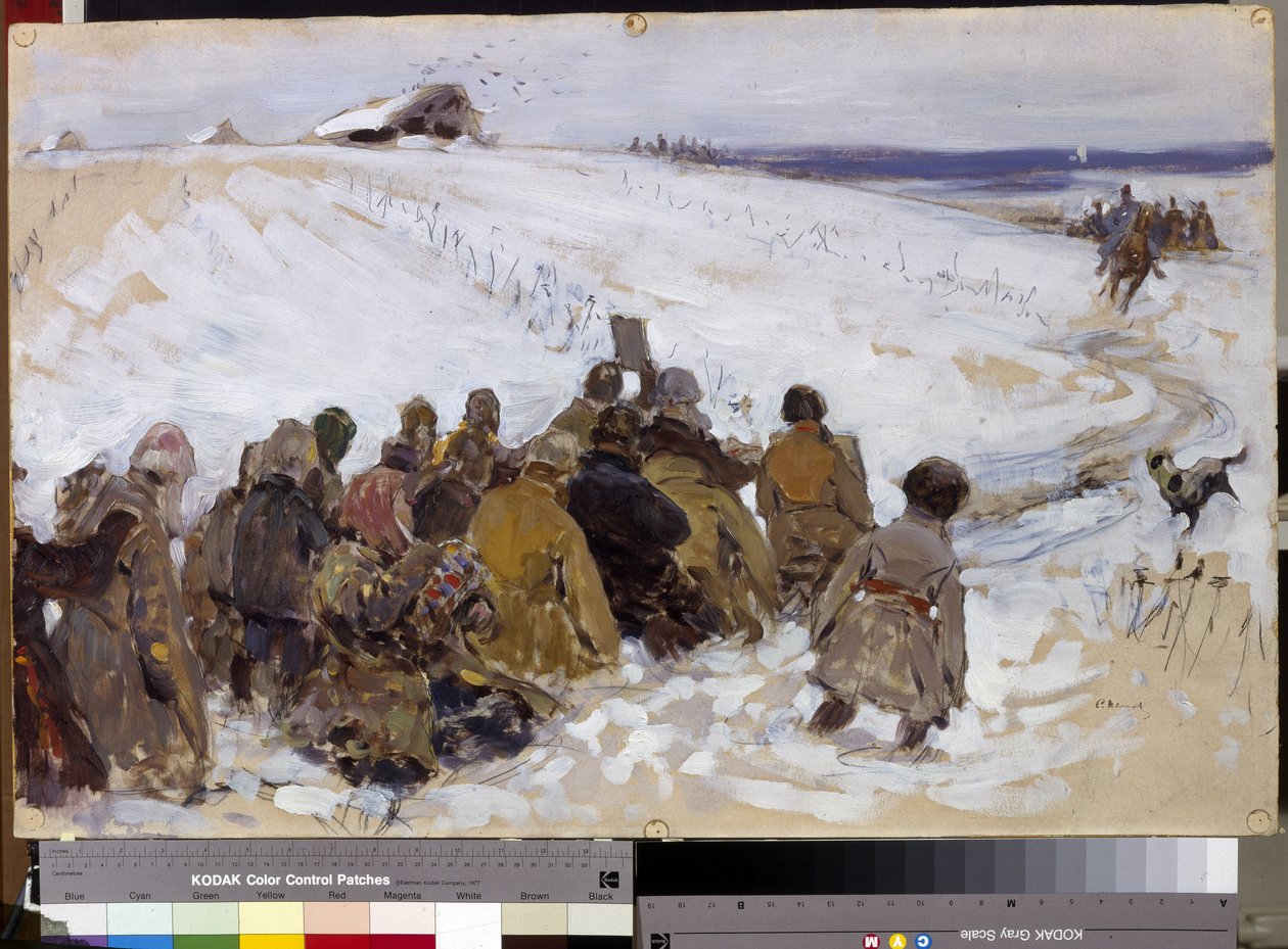 懲罰遠征。 Sergei Vasilyevich Ivanov (1864-1910) による絵画。 段ボールに油彩。 モスクワ、国立トレチャコフ美術館。 作： セルゲイ・イワノビッチ・グリブコフ