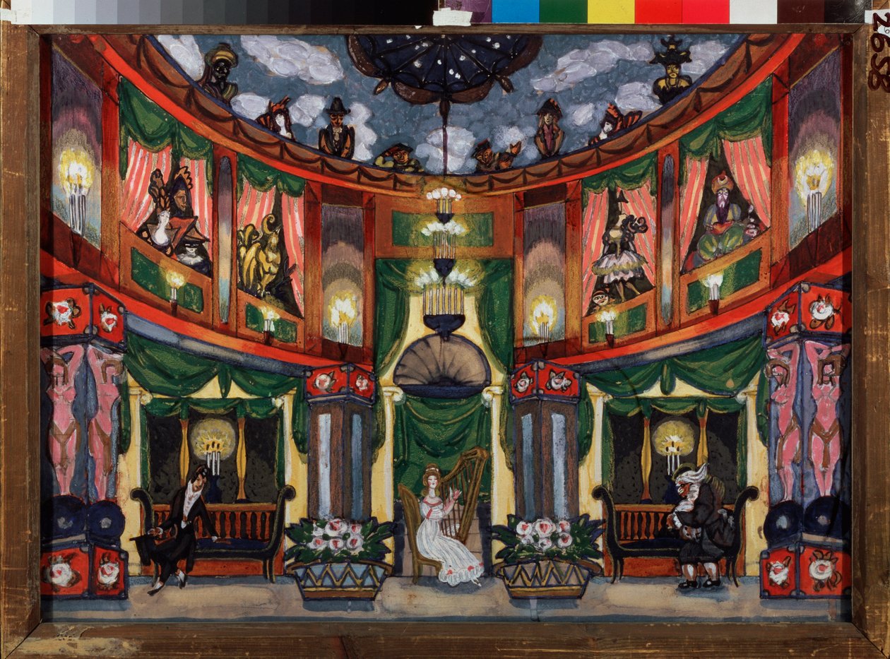 ジャック・オッフェンバッハ (1819-1880) のオペラ「ホフマン伯爵」の準備装飾。 Sergei Yurievich Sudeykin (Serge Soudeikine) (1882-1946) の作品、紙に水彩、グワッシュ 作： セルゲイ・ユレヴィッチ・スデイキン