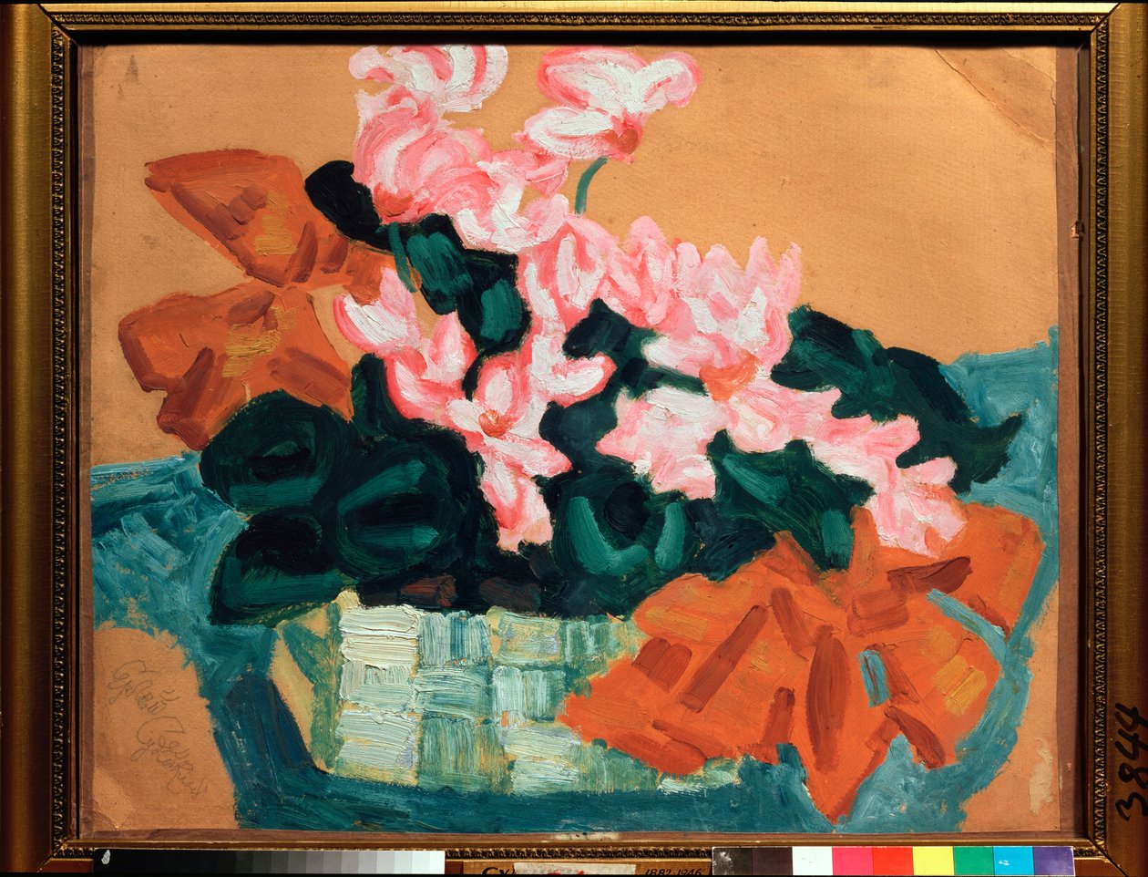 Fleurs, Nature morte (Flowers, Still life) - Work by Sergei Yurievich Sudeykin (Serge Soudeikine) (1882-1946), oil on cardboard - ロシア美術、モダニズム、アール ヌーボー、20 世紀 - State United Art Museum、コストロマ (ロシア) 作： セルゲイ・ユレヴィッチ・スデイキン