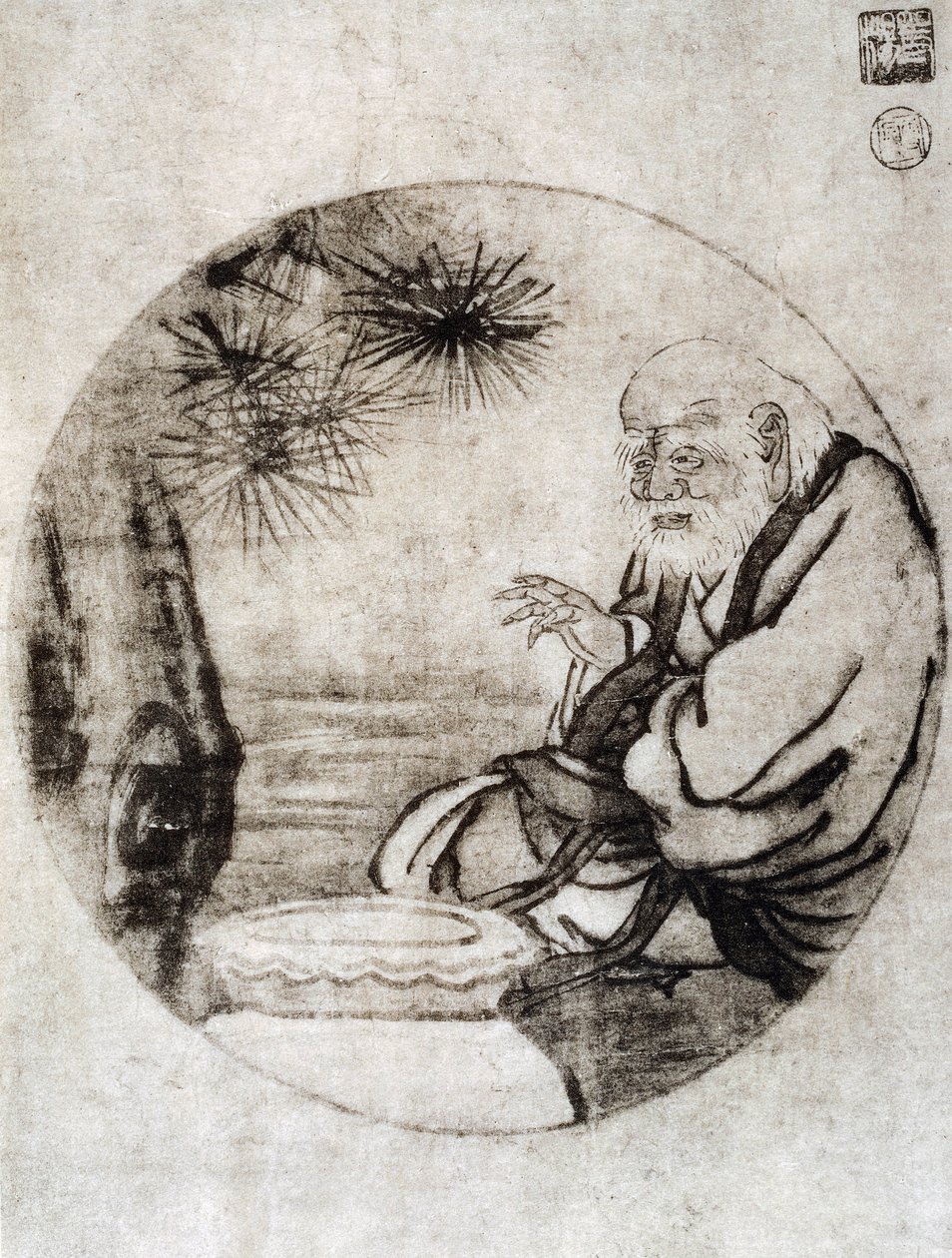紀元前6世紀の中国の哲学者、老子の肖像 雪舟東洋（1420-1506）画 日本文明 室町時代 作： SesshûTôyô