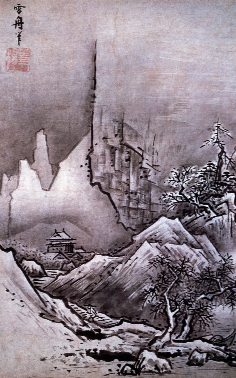 冬の風景（紙にインクとカラー） 作： SesshûTôyô