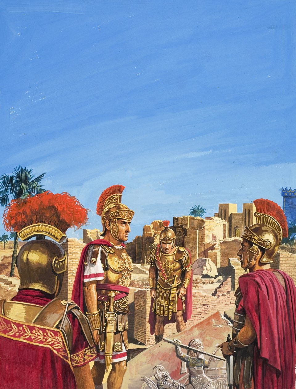 バビロンの黄金時代の名残を賞賛するローマ人（紙にグワッシュ） 作： セヴェリーノ・バラルディ
