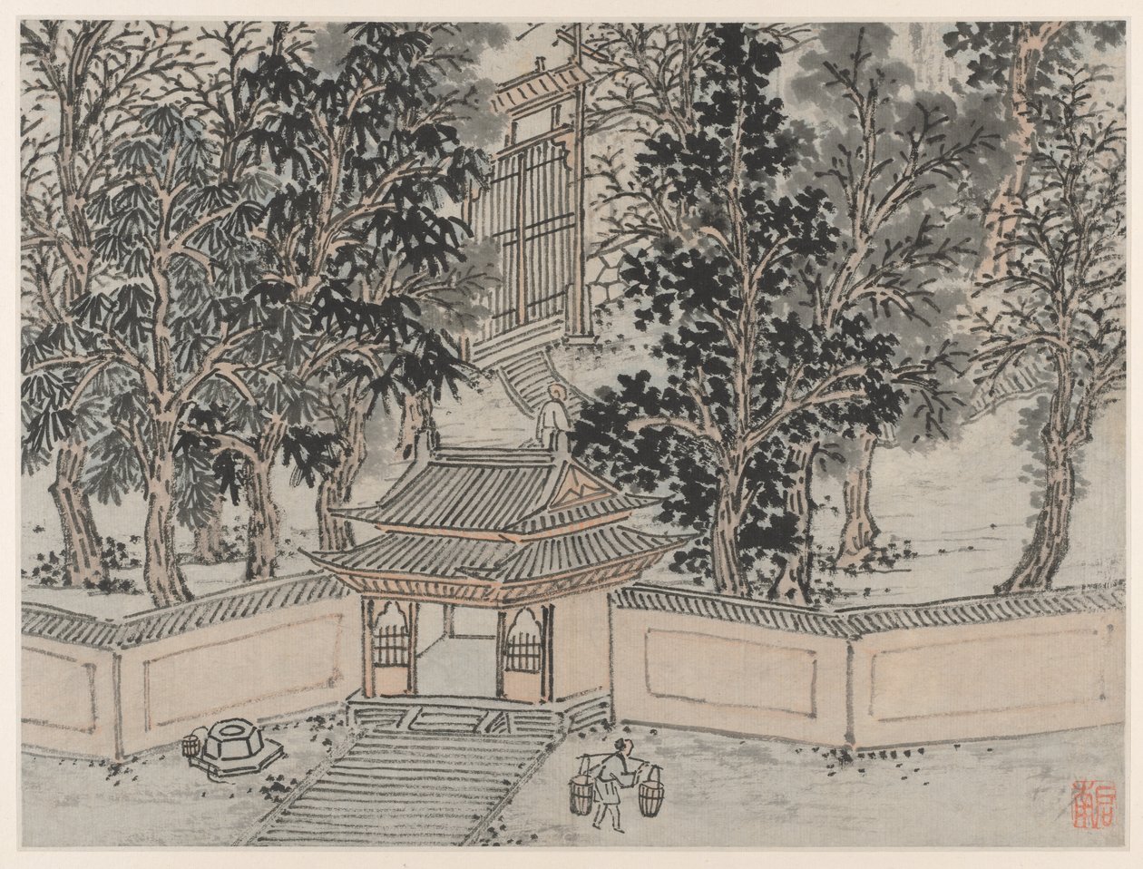 蘇州虎丘十二景 裏門の虎飛泉 作： 沈周