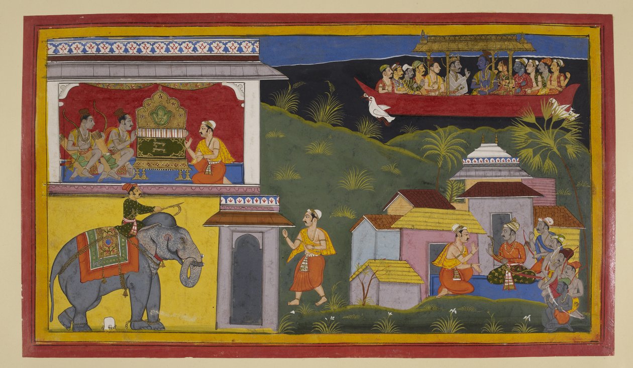 ハヌマーンがグハ、バーラタ、シュトルーニャにラーマの帰還を伝える。 作： 