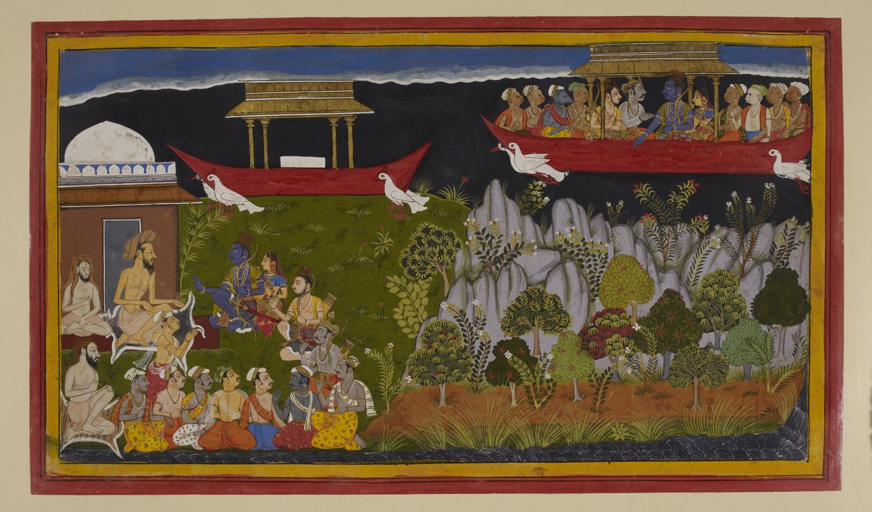 ラーマとシーターはバラドヴァージャの庵に到着し、14年間の流浪に終止符を打つ。 作： 