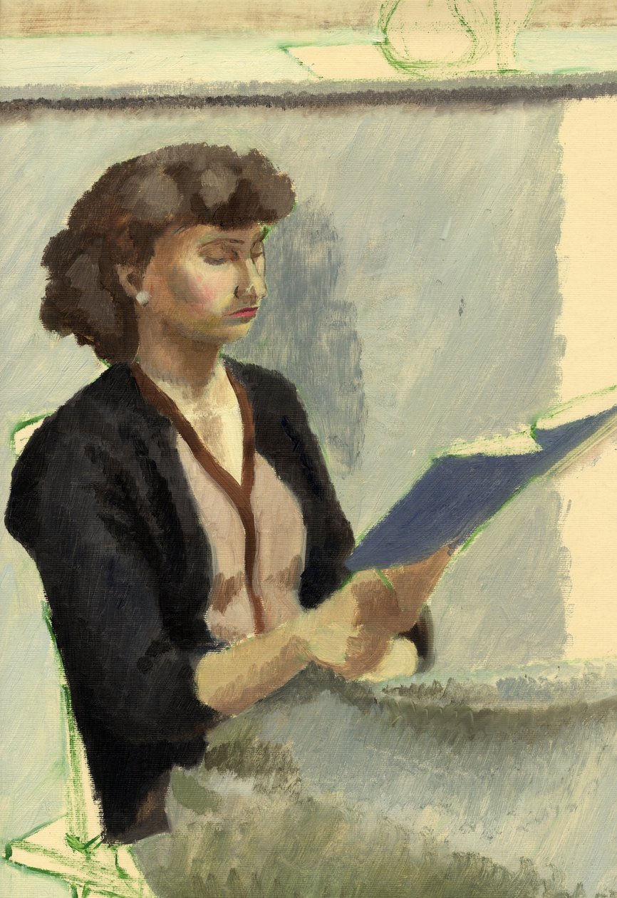 座って読書をしている女性、c1953。 作： シャーリー・マーカム