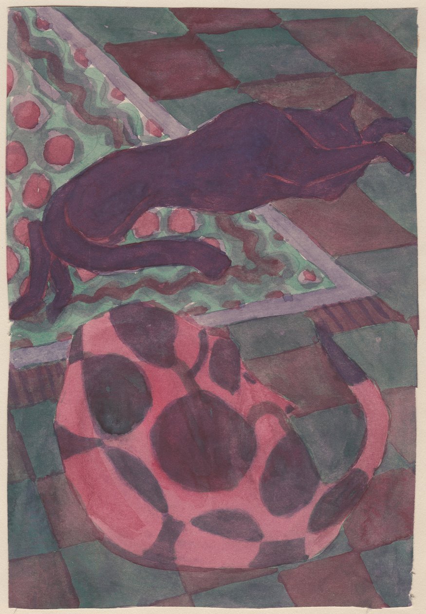 眠っている犬と猫、c1951。 作： シャーリー・マーカム