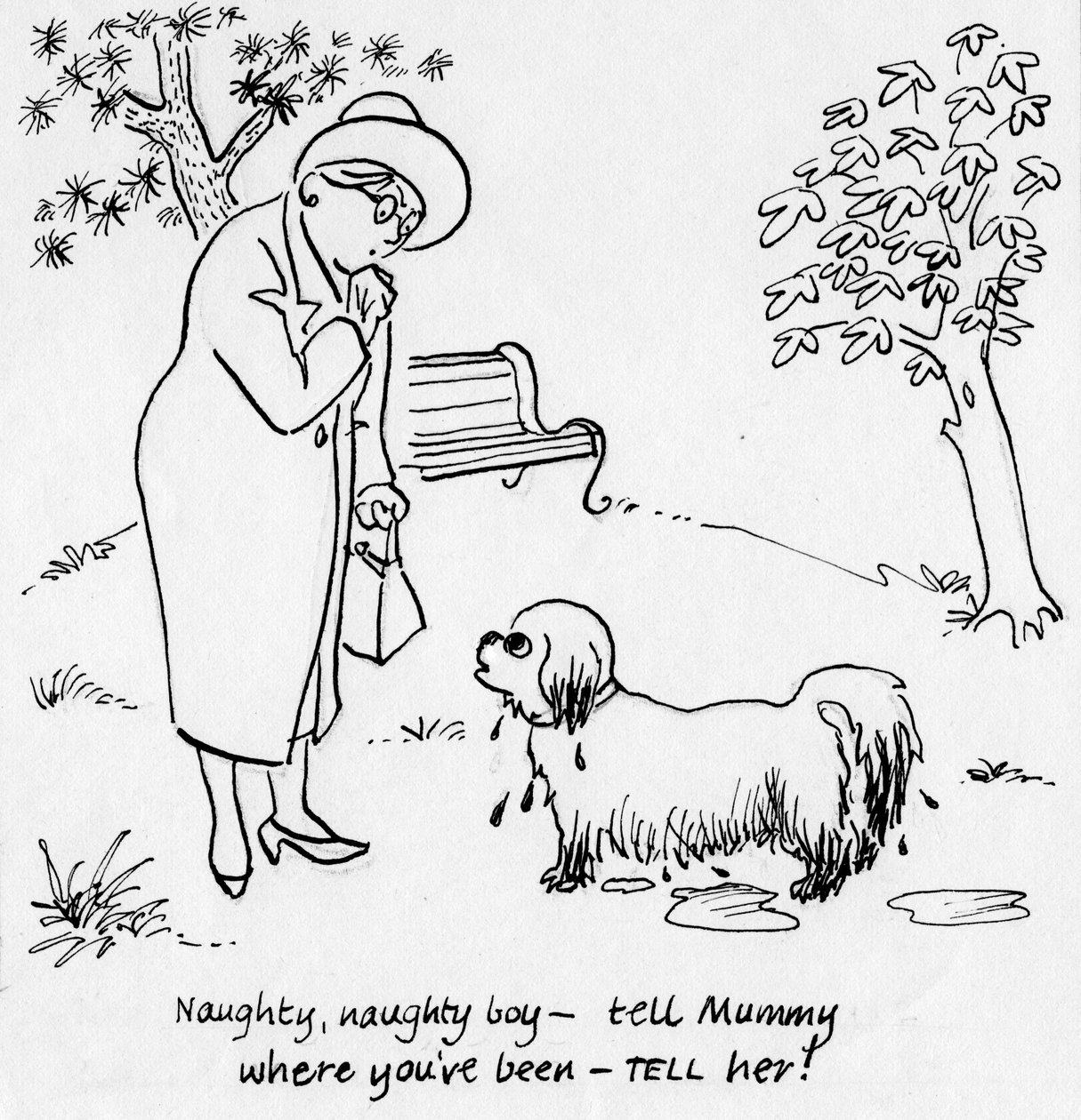 犬を連れた女性、1950年頃。 作： シャーリー・マーカム