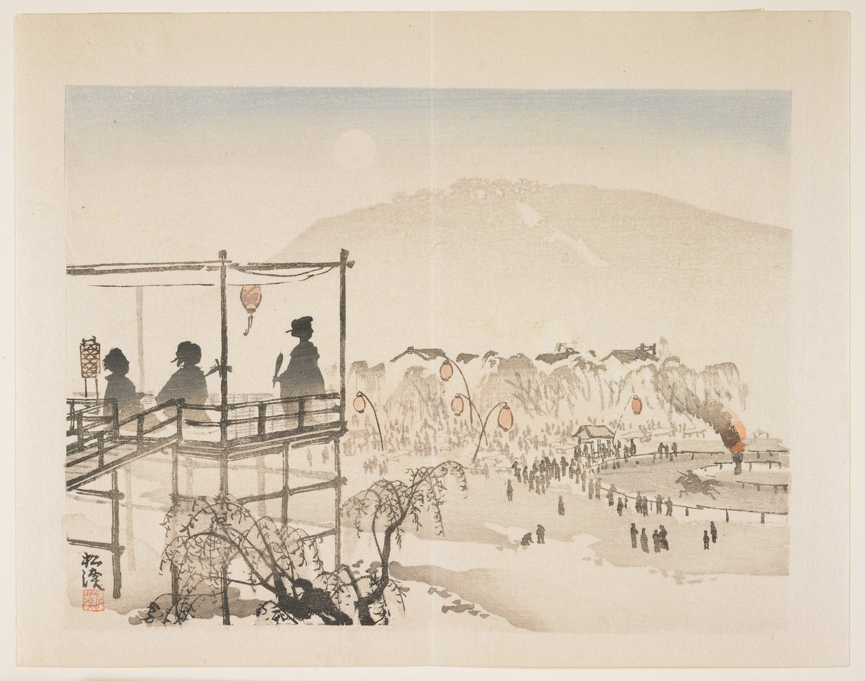 儀式用の騎兵、1910年代（色木版画） 作： シュケイ