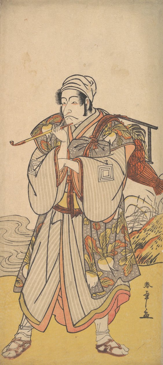 巡回行商人としての俳優三代目團十郎、1726-1792。 作： 春章