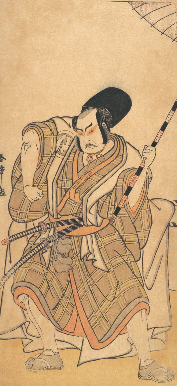 侍に扮した二代目中村助五郎 1778年。 作： 春章