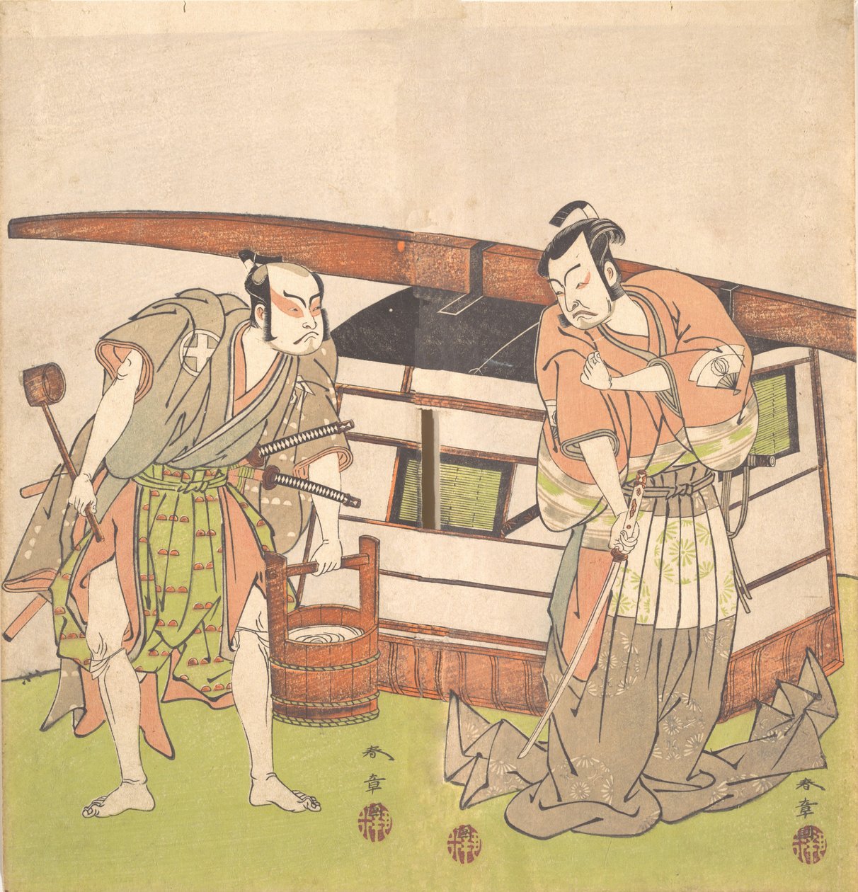 三代目大谷浩二と初代尾上菊五郎。 1778年。 作： 春章