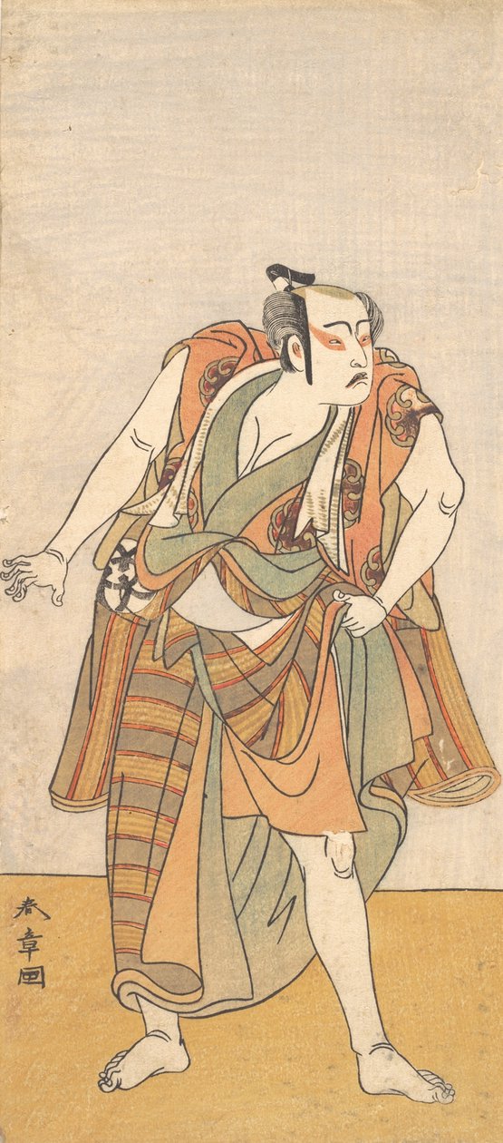 非武装の男としての最初の坂東ミツゴロウ、1774年または1775年。 作： 春章