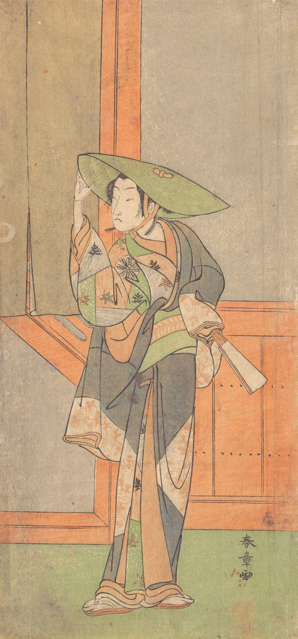 伊左衛門役の初代中村富十郎、1771 年 2 月。 作： 春章