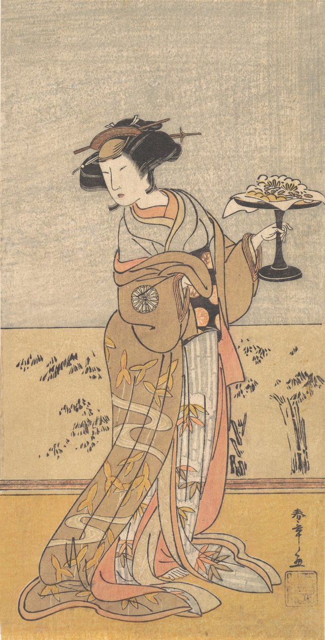 茂井役の初代中村富十郎、1777 年 10 月。 作： 春章