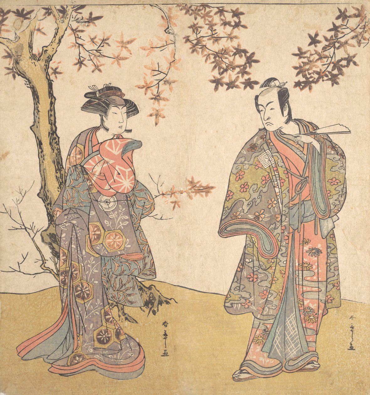 二代目市川門之助の非武装の男、おそらく1778年。 作： 春章
