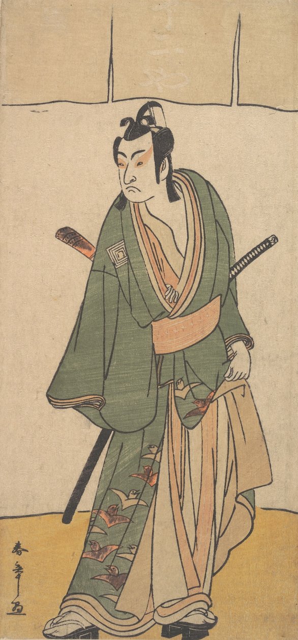 二代目市川門之助蘇我十郎助成役、1785年2月。 作： 春章