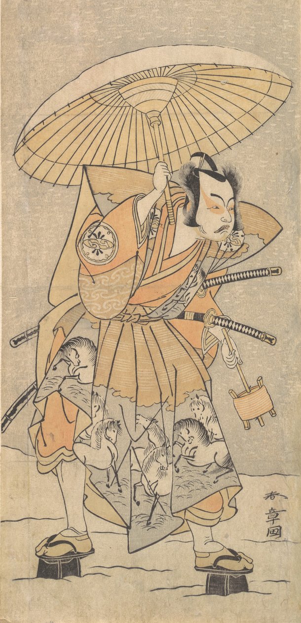 武士としての二代目中村十三、1773年または1774年。 作： 春章