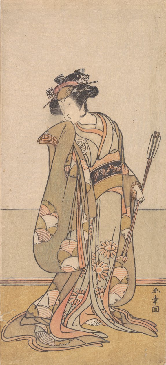 三代目瀬川菊之丞、右へ歩く女、1774年または1775年。 作： 春章