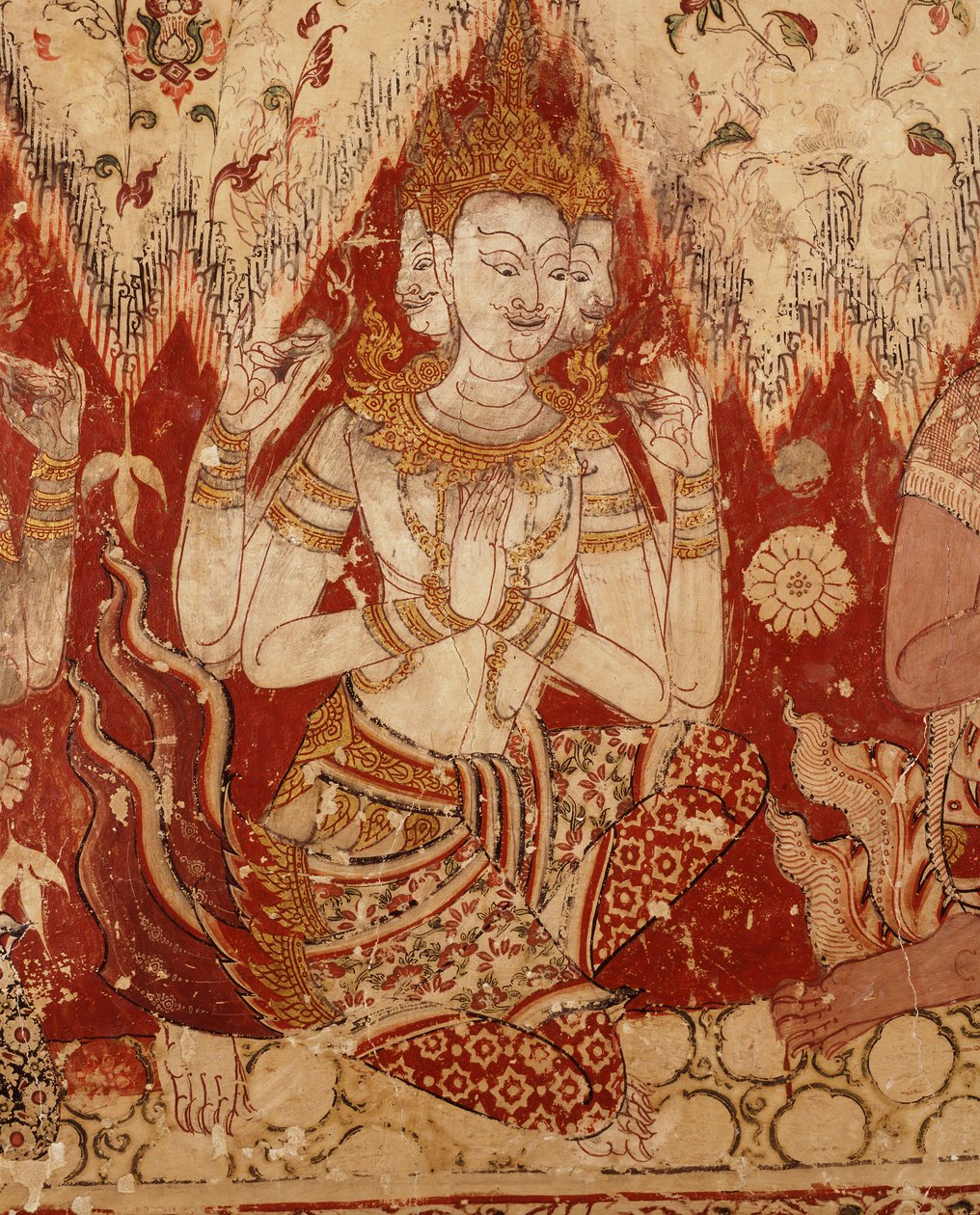 アユタヤ時代後期の天体の神々を描いた壁画の詳細 作： シャムの学校