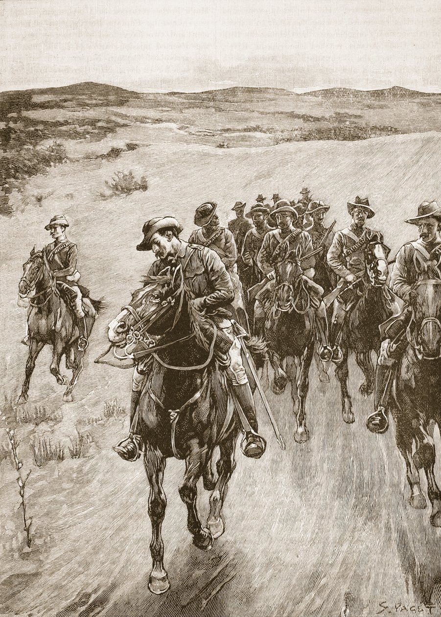 1893年のロベングラの軌跡に沿って、「カッセルの図解されたイングランドの歴史」（セピア写真）のイラスト 作： シドニーパジェット