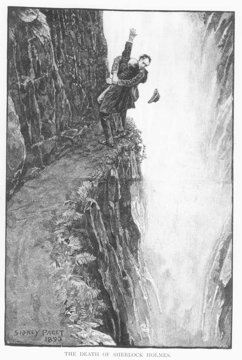 「The Lock of Holmes」、Arthur Conan Doyle（1859-1930）による「The Final Problem」のイラスト、1893年12月の「Strand Magazine」に掲載 作： シドニーパジェット