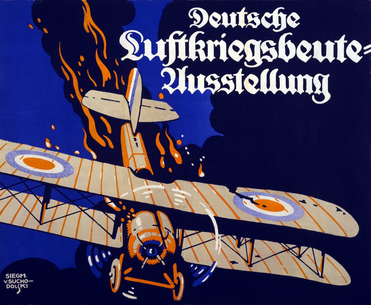 1918年のドイツ空軍戦利品展の広告ポスター 作： ジークムント・フォン・スチョドルスキ