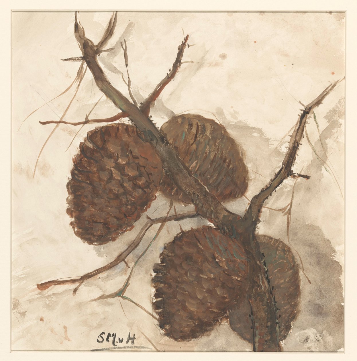 枝にモミの実 作： Sientje Mesdag van Houten