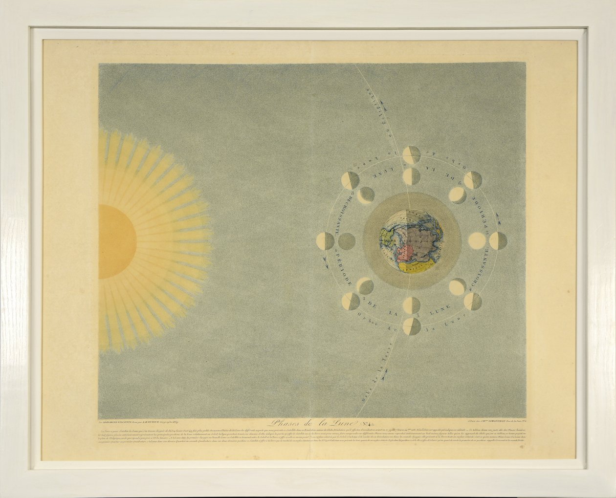 月の満ち欠け（第4）、Tableaux du Systeme Planetaire、pub。パリ、1839年（点描彫刻） 作： シギスモンド・ヴィスコンティ