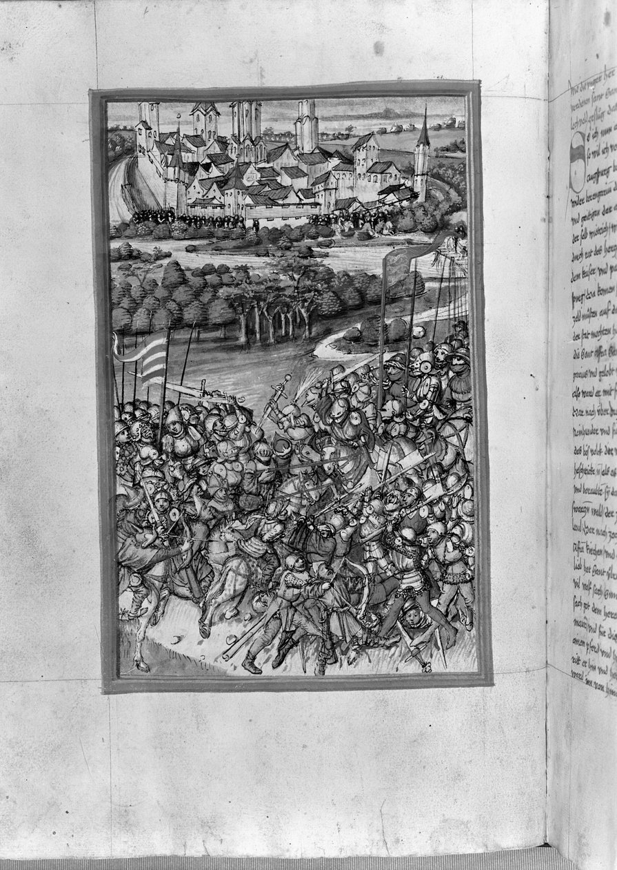 HB V 52 fol。アウグスブルククロニクルの1457年の、レッヒフェルトの戦いの70vイラスト 作： ジギスムント・マイステルリン