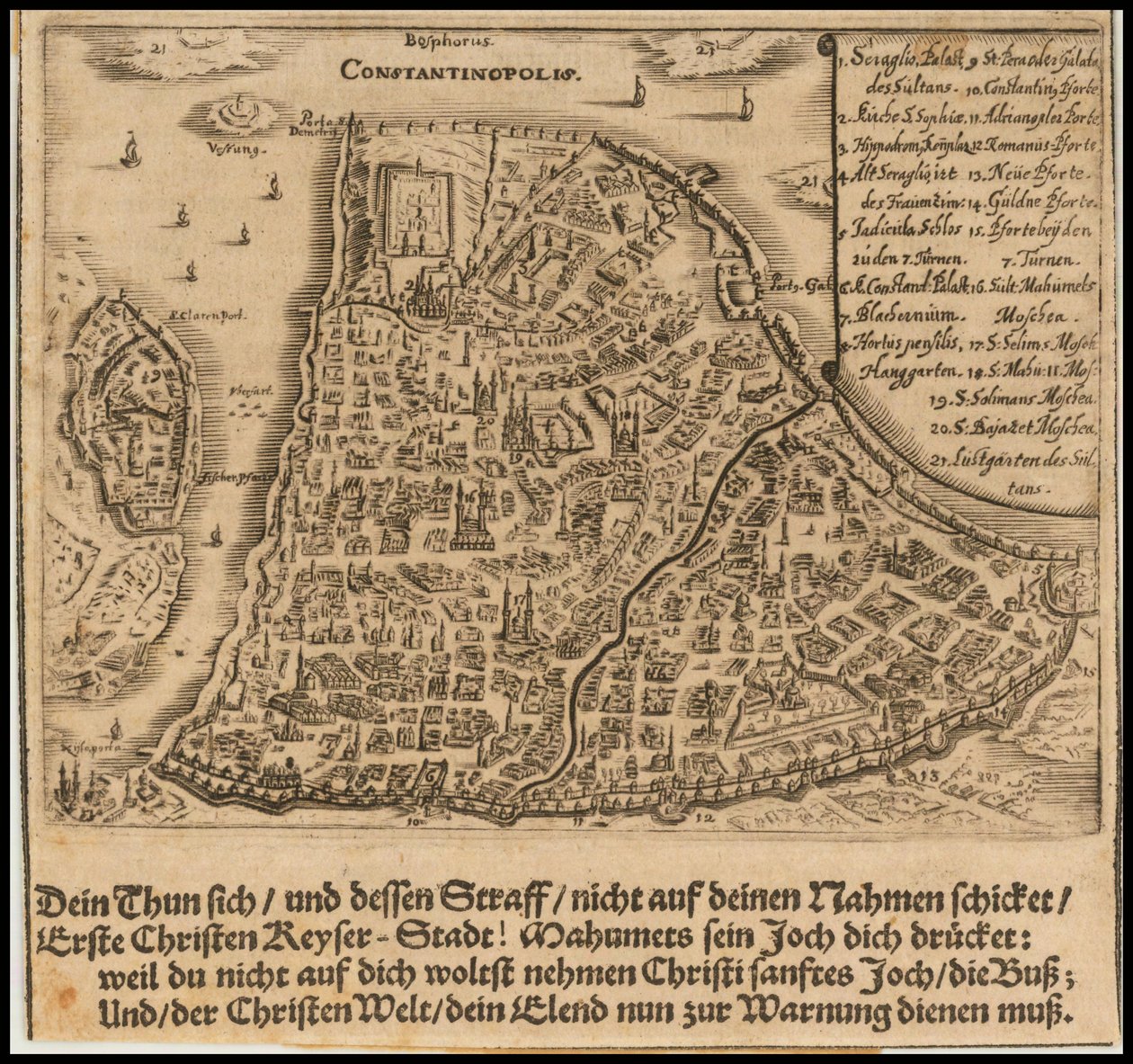 ジークムント・フォン・ビルケンによる1668年のコンスタンティノープル地図 作： ジークムント・フォン・ビルケン