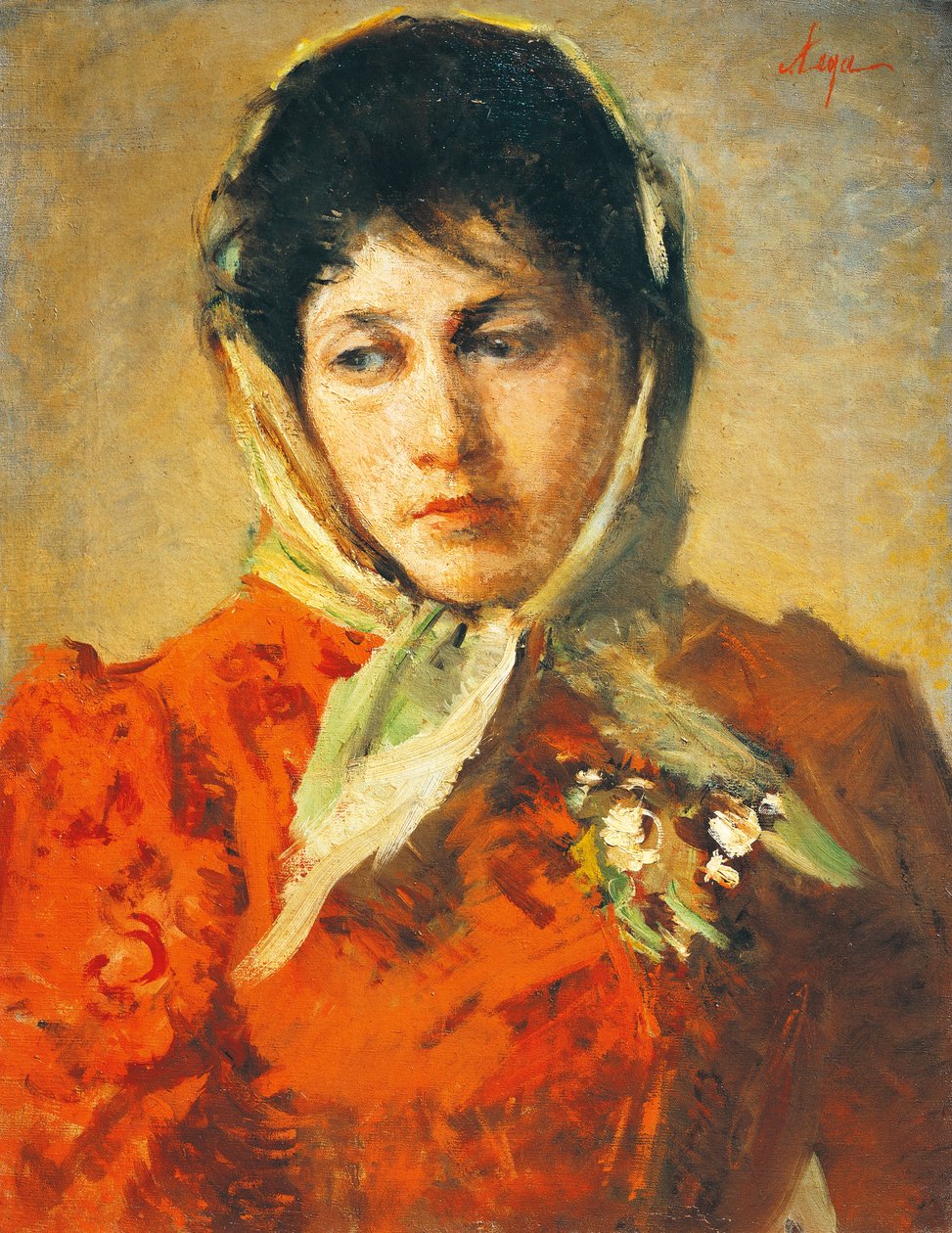 シルベストロ・レガ（1826-1895）作「悪女」 油彩・キャンバス 50x38cm 作： シルベストロ・レガ