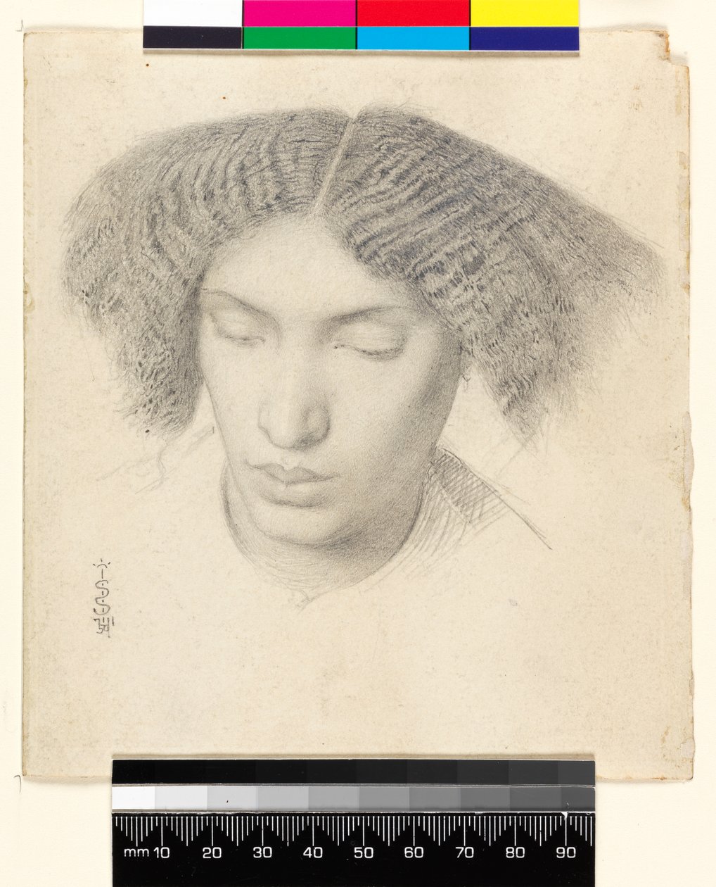 ファニー・チェン夫人の肖像、1859年（紙に黒鉛） 作： シメオン・ソロモン