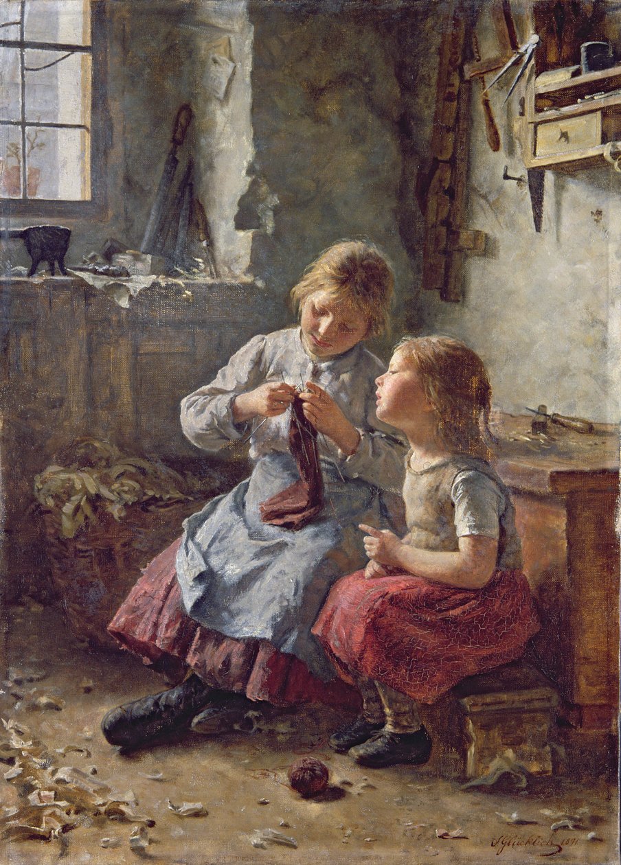 編み物、1891年 作： 