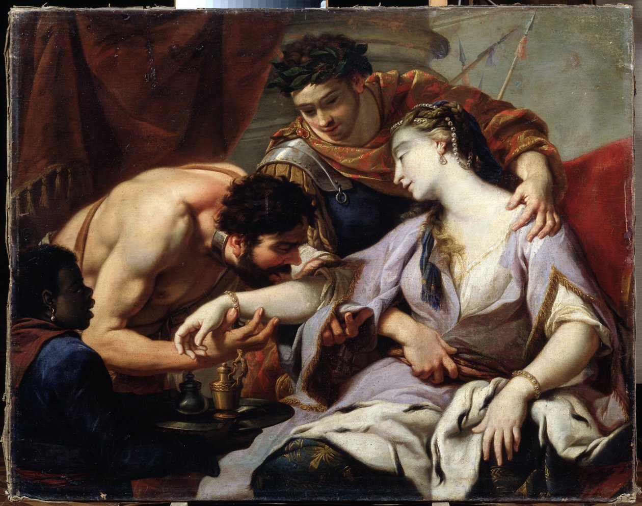 女王と奴隷。 シモン・ヴーエ (1590-1649) の学校の絵画。 キャンバスに油彩 作： サイモン（サークル）ヴーエ