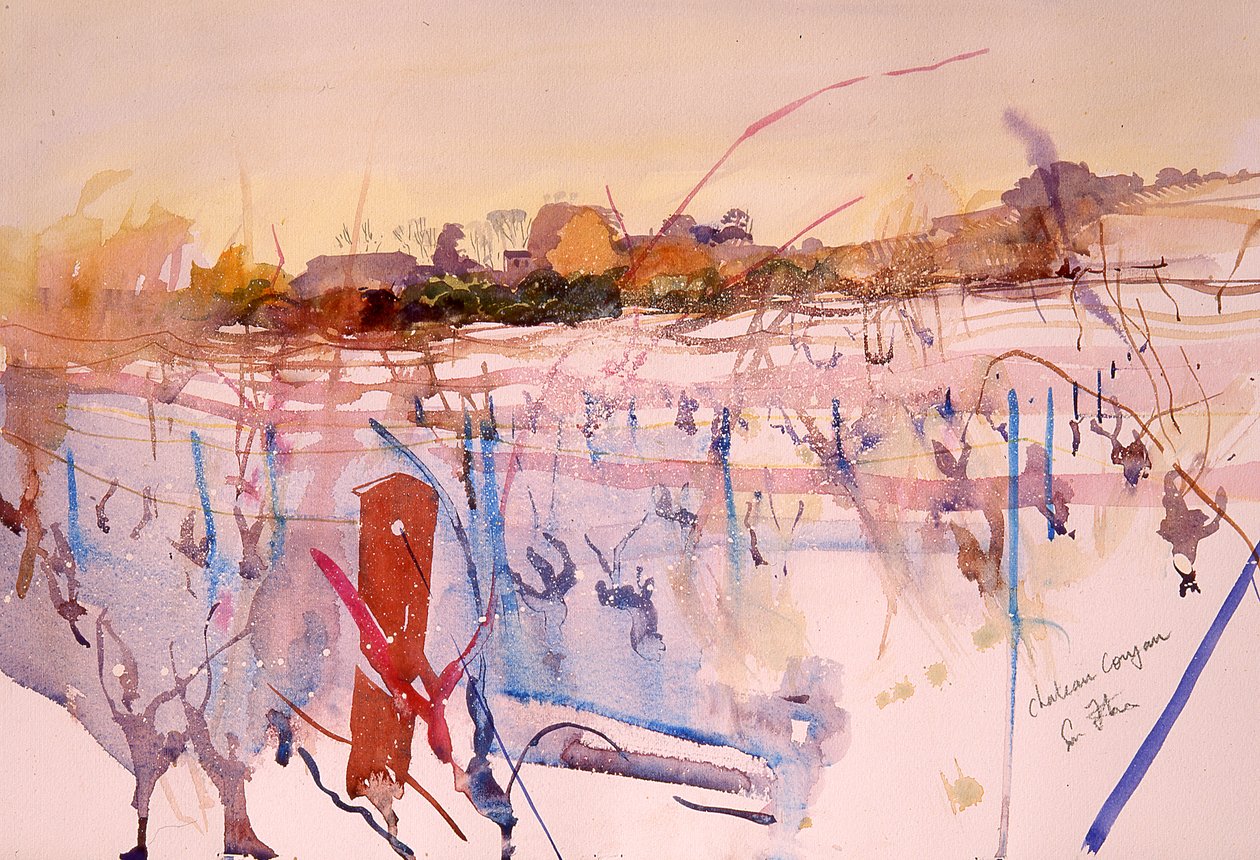 シャトー・クージャン、冬、2004年（水彩画） 作： サイモン・フレッチャー